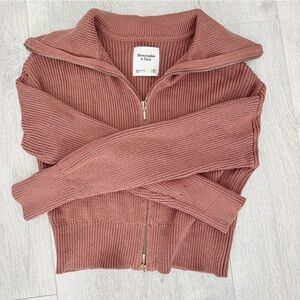 Abercrombie & Fitch Double zipper Cardigan-Size XXS in brown